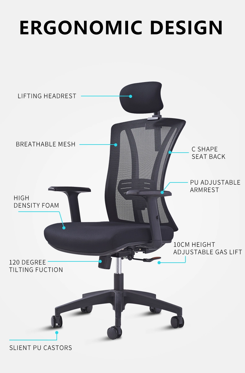 China Home Office Chair High Back Executive Mesh Ergonomic Chair Factory PC Gamer Work Desk Chair Wholesale Staff Chair Office Sample Customization