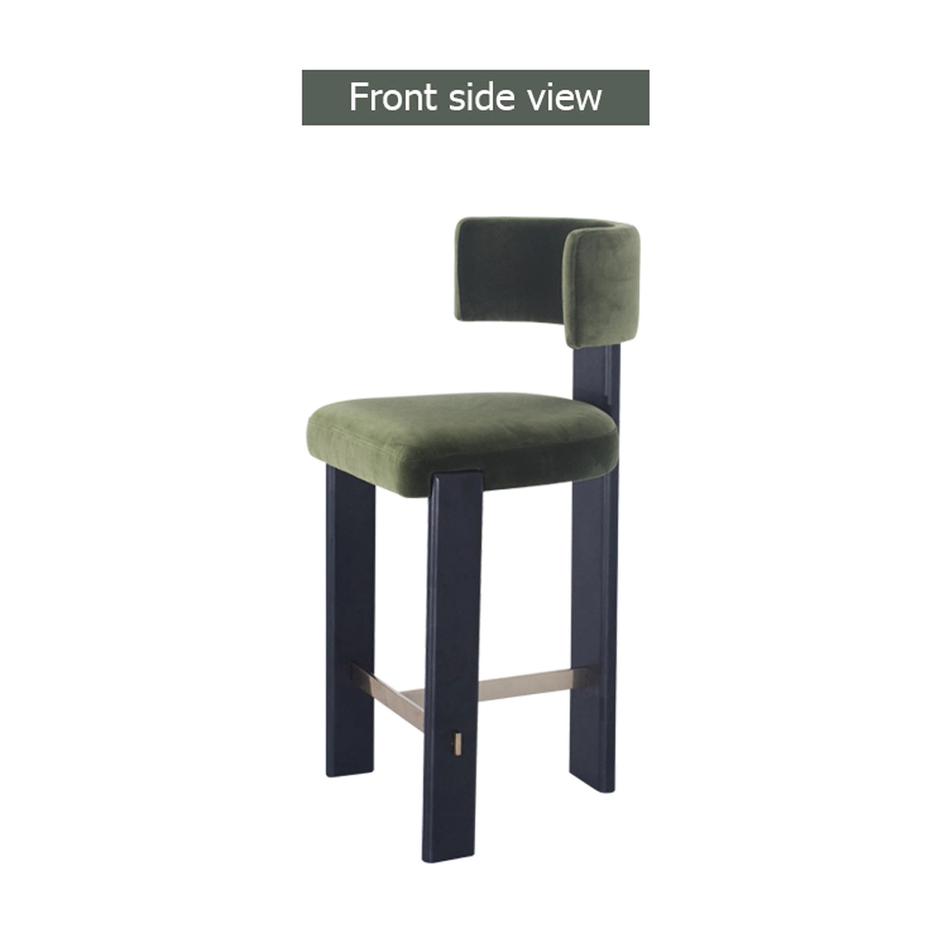 Nordic Simple Design Furniture Fabric and Wooden Chair Upholstered Counter Bar Stool