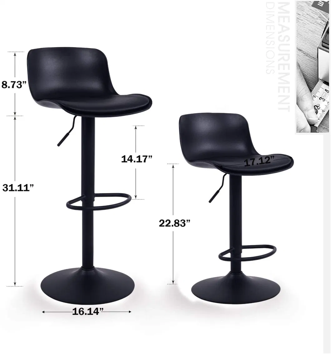 Modern Design Bar Stools with Adjustable Height and 360° Rotation, Ergonomic Streamlined Polypropylene High Bar Stools for Bar Counter, Kitchen and Home