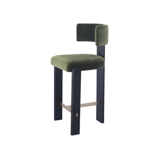 Sgabello da bar imbottito con sedia in tessuto e legno dal design semplice nordico